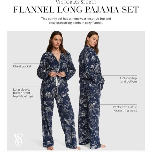 Victoria's Secret Other - Victoria’s Secret Navy Celestial Print Pajama Set – Size M, EUC
